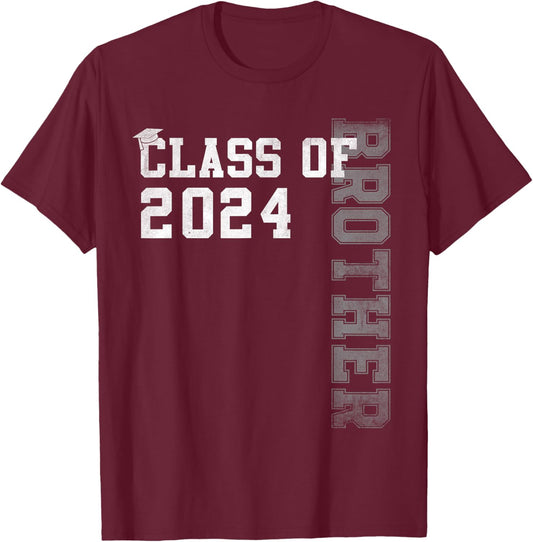 Brother Senior 24 Proud Brother Of A Class Of 2024 Graduate T-Shirt - T-Shirt | Maroon