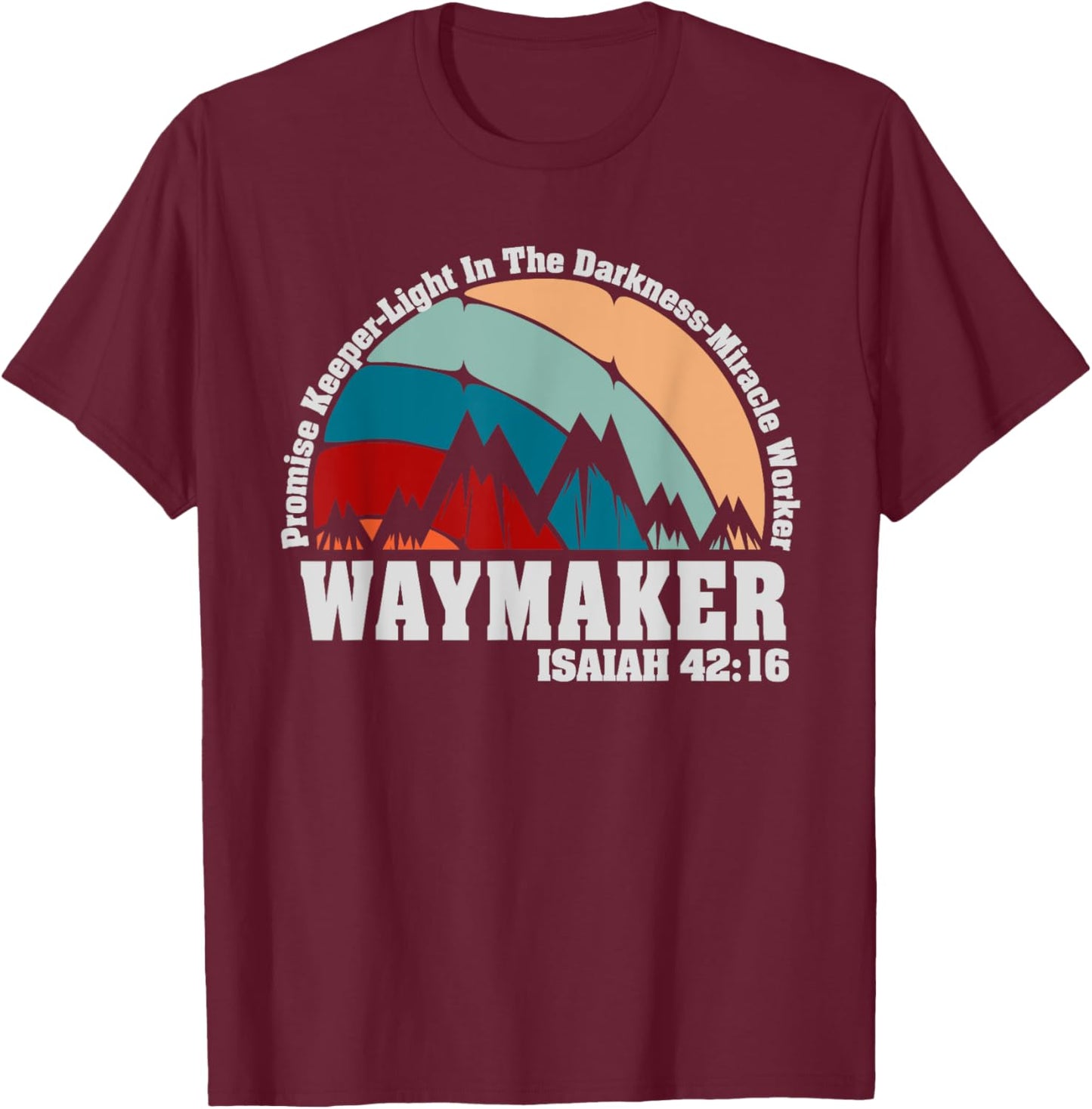 Waymaker Vintage Promise Keeper Miracle Worker Christian T-Shirt - T-Shirt | Maroon
