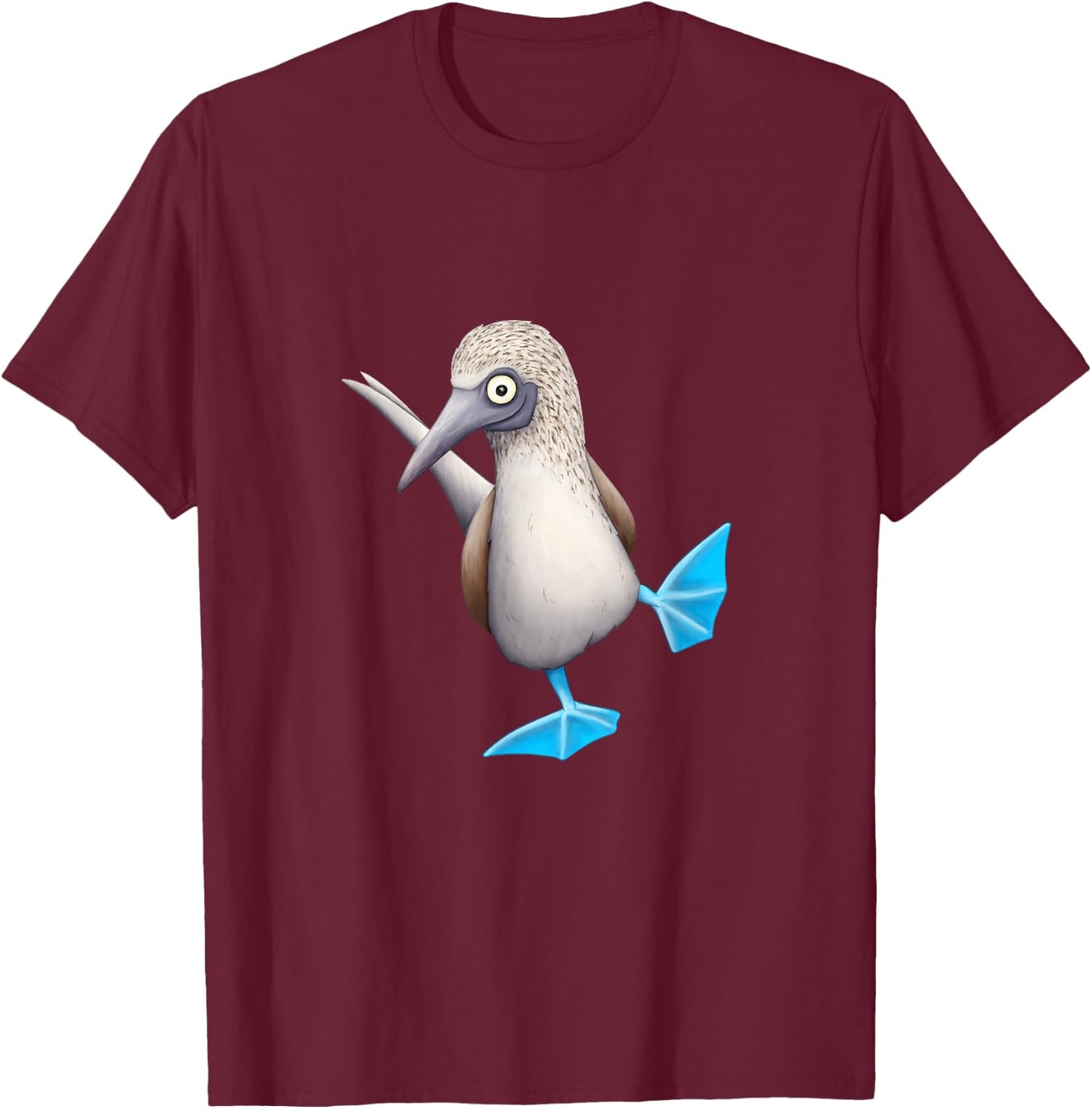 Skizzenmonster Quirky Seabird Gifts Blue Foot Booby Drawing Funky Dancing Tropical Bird T-Shirt - T-Shirt | Maroon