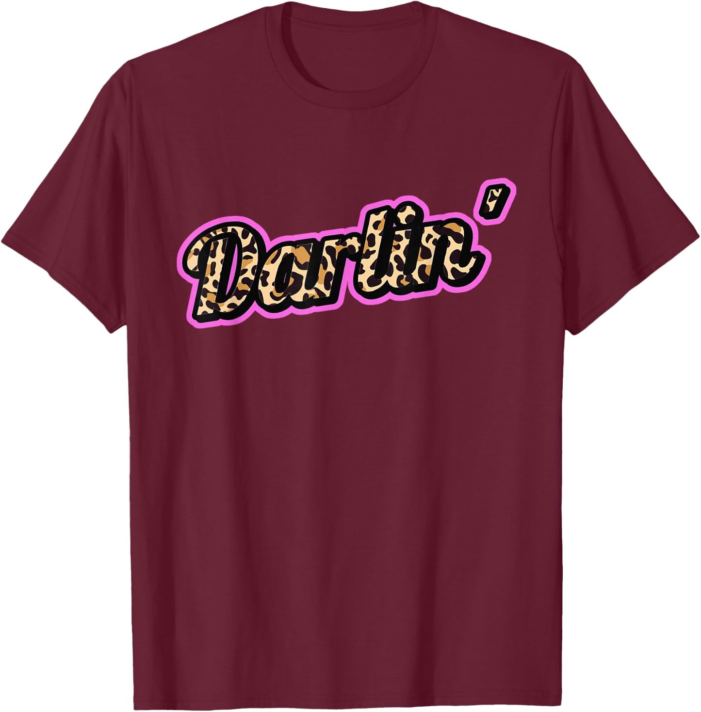 Darlin' Leopard Print Trendy Country Music T-Shirt - T-Shirt | Maroon