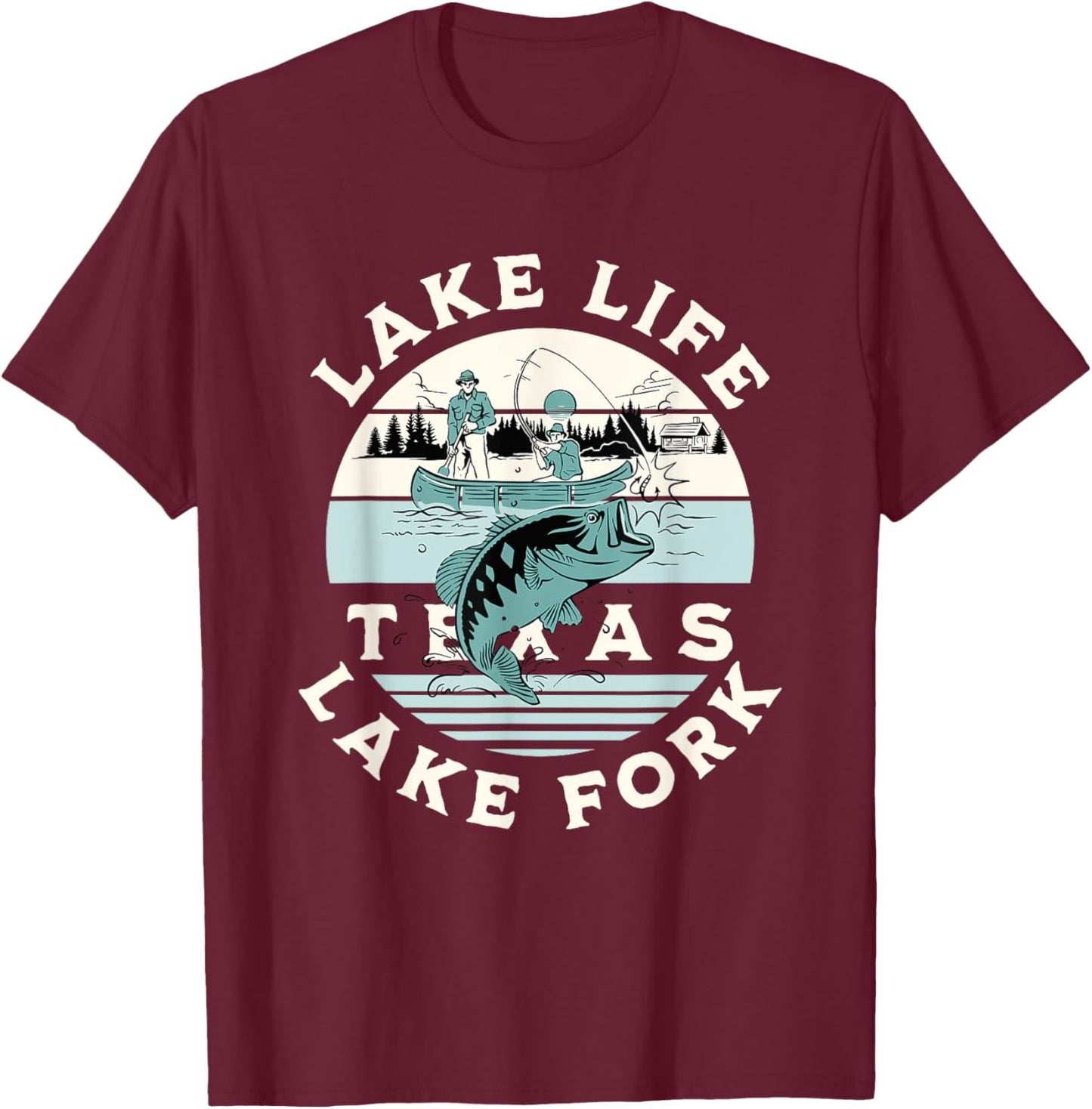 Lake Fork Texas T-Shirt - T-Shirt | Maroon