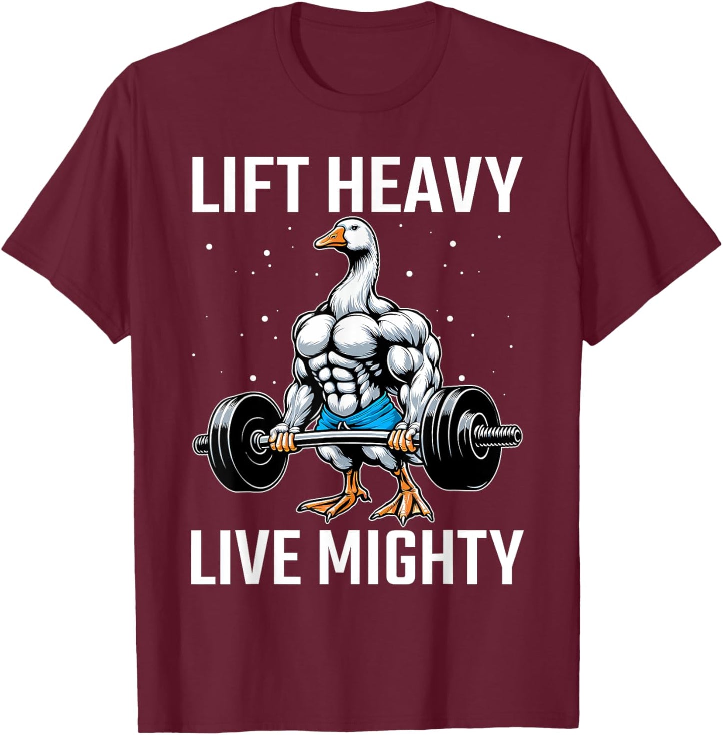 Lifting Laughs and Weights Funny Goose Lover Gym Fitness T-Shirt - T-Shirt | Maroon