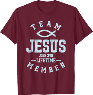 Christian Gift Shirt Team Jesus Religious God T-Shirt - T-Shirt | Maroon