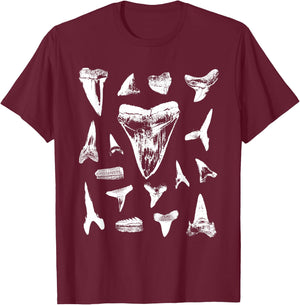 Shark Teeth Fossil Collector Tooth Hunter Geology Fossils T-Shirt - T-Shirt | Maroon