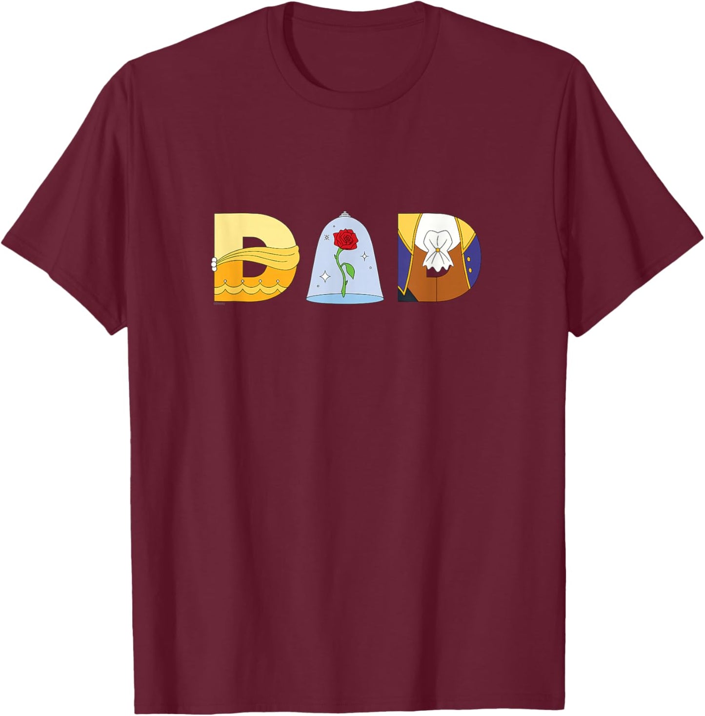 Disney Beauty and the Beast Belle Father’s Day Birthday Dad T-Shirt - T-Shirt | Maroon