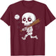 Skeleton Playing Baseball T-Shirt - T-Shirt | Maroon