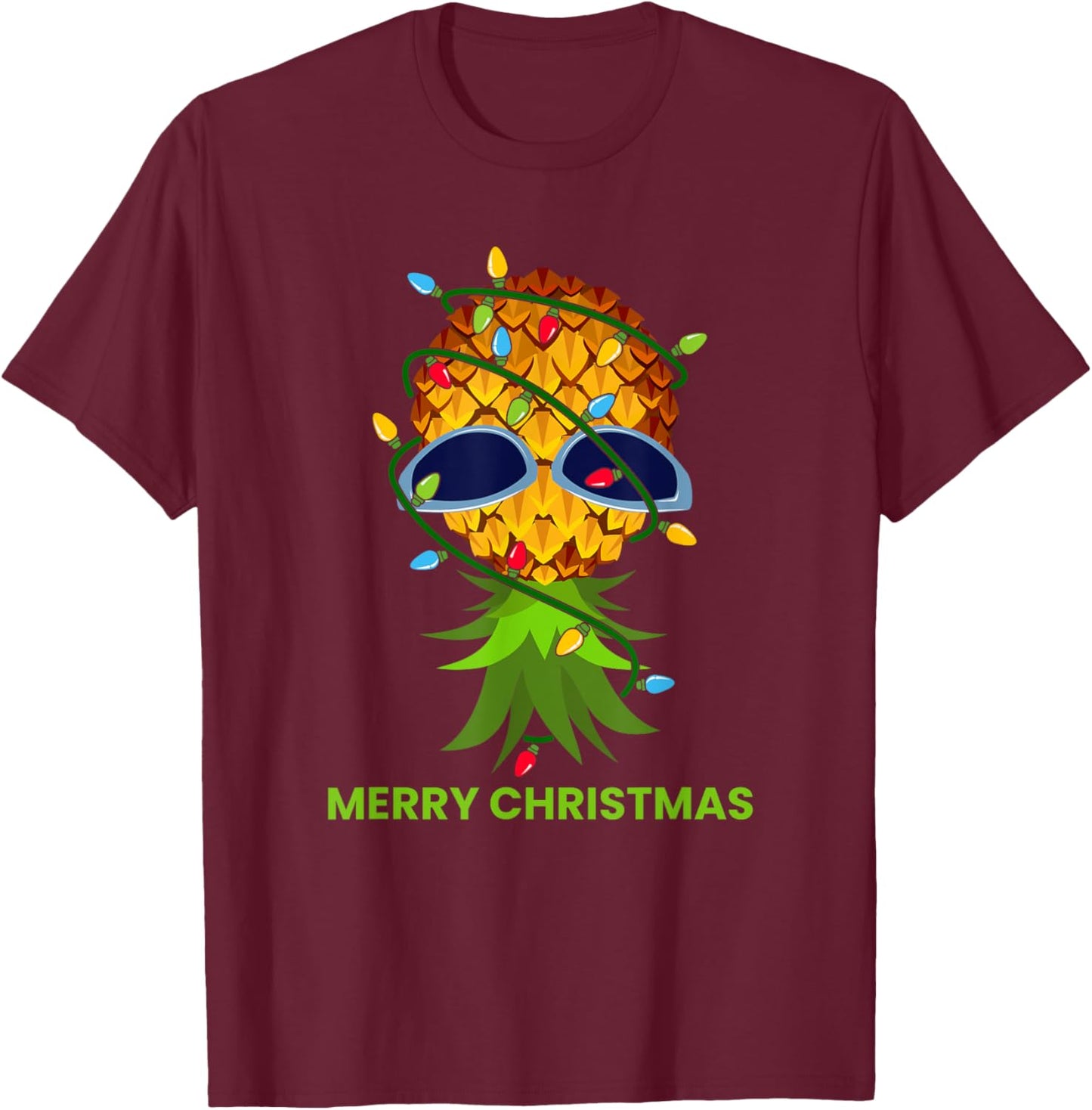 Funny Upside Down Pineapple Christmas Tree T-Shirt - T-Shirt | Maroon