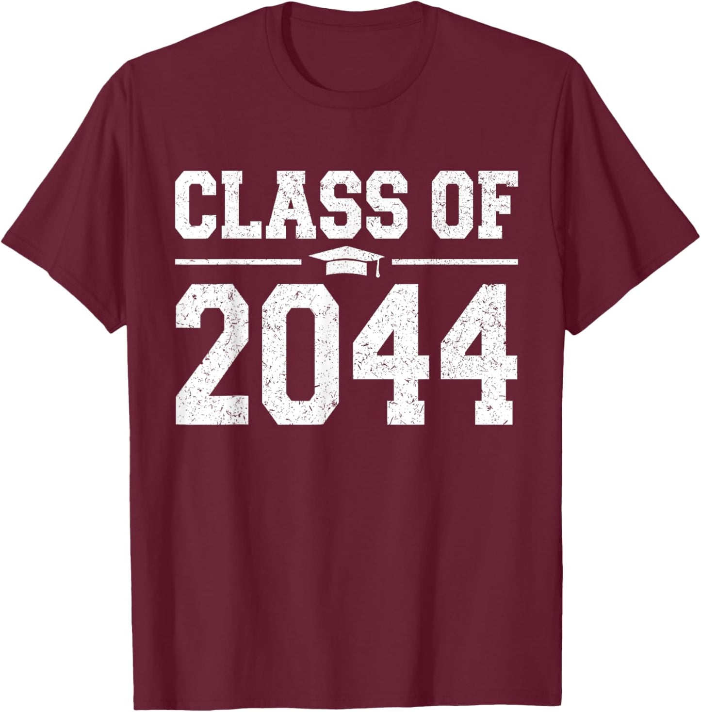 Class of 2044 Grow With Me Graduation Vintage Kindergarten T-Shirt - T-Shirt | Maroon