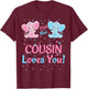 Cousin Gender Reveal Elephant Pink or Blue Matching Family T-Shirt - T-Shirt | Maroon