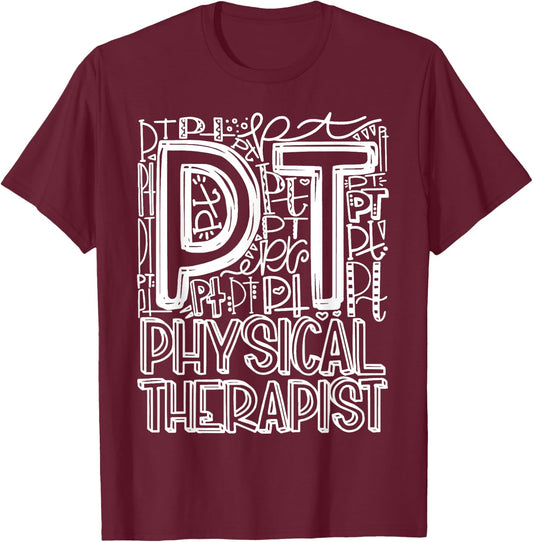 Typography Designs Physical Therapist PT Nurse 2021 T-Shirt - T-Shirt | Maroon