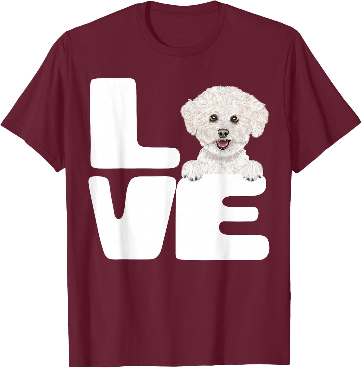 I Love My Bichons Frise Dog Lover T-Shirt - T-Shirt | Maroon