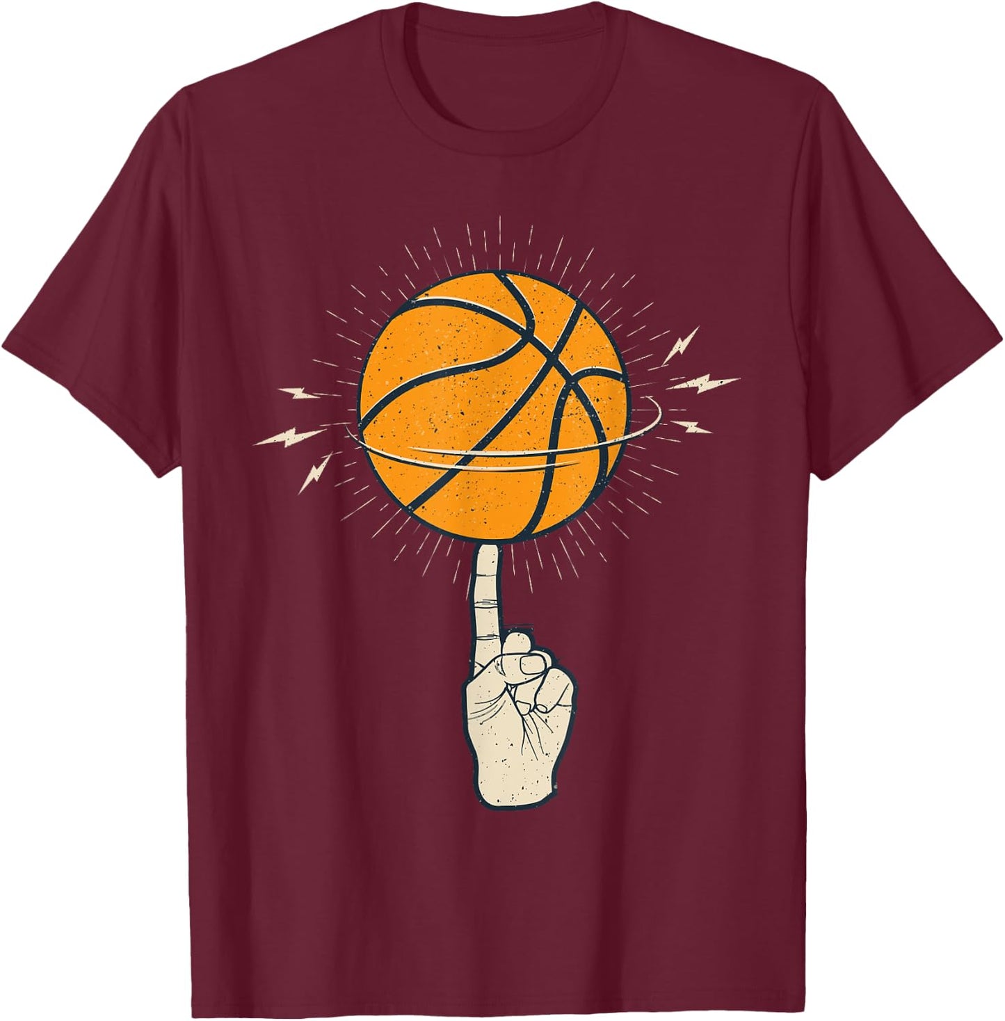 Cool Spinning Basketball On Your Finger Sport Graphic Design T-Shirt - T-Shirt | Maroon