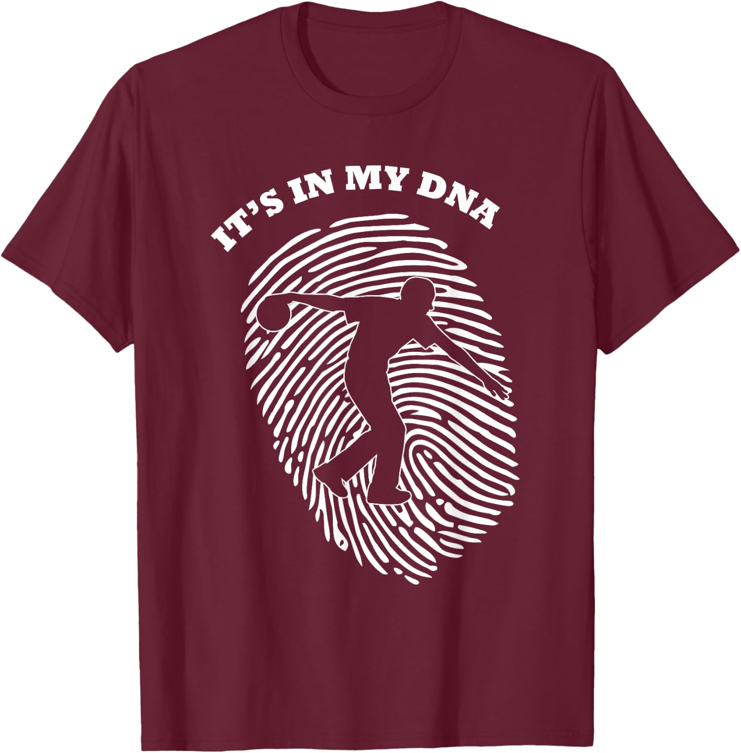 It's In My DNA Bowling Bowler Player Fingerprint Fans Retro T-Shirt - T-Shirt | Maroon