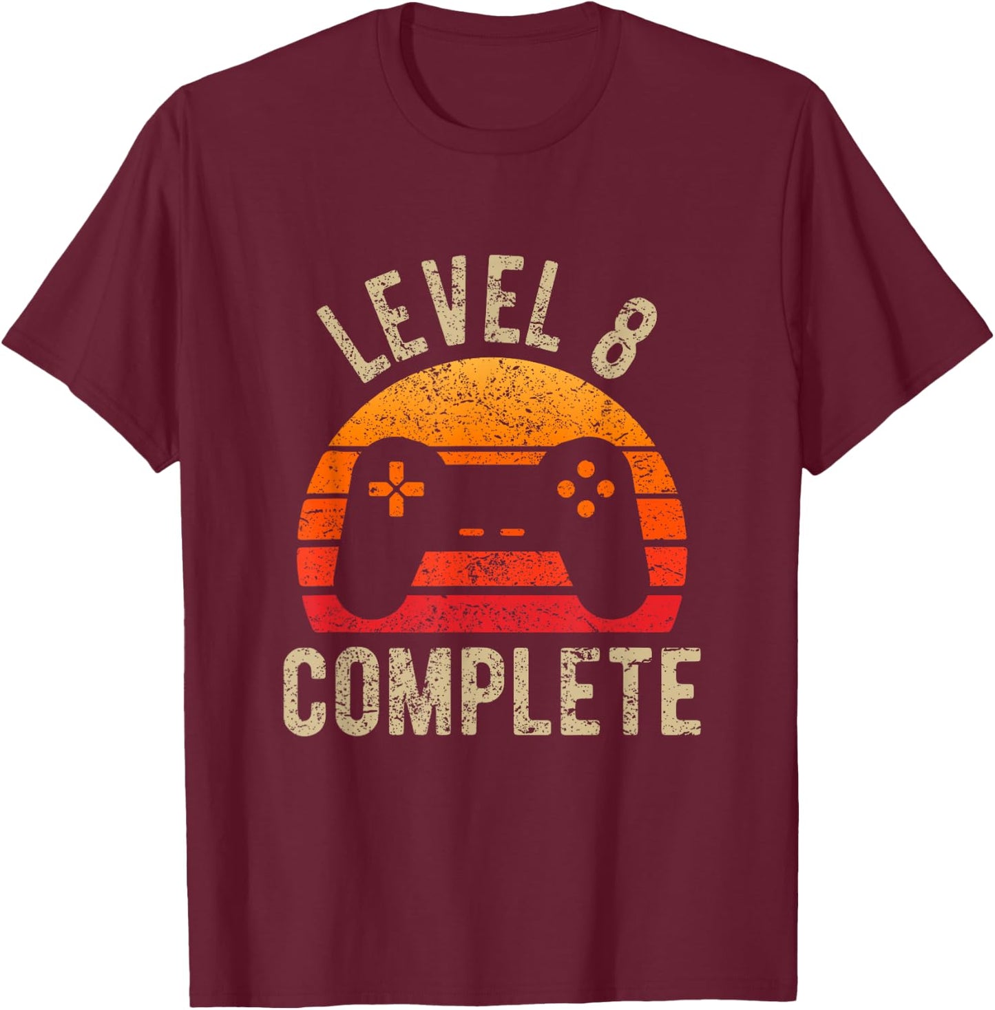 Birthday 8 Years Level 8 Complete Vintage Retro 8th Wedding T-Shirt - T-Shirt | Maroon