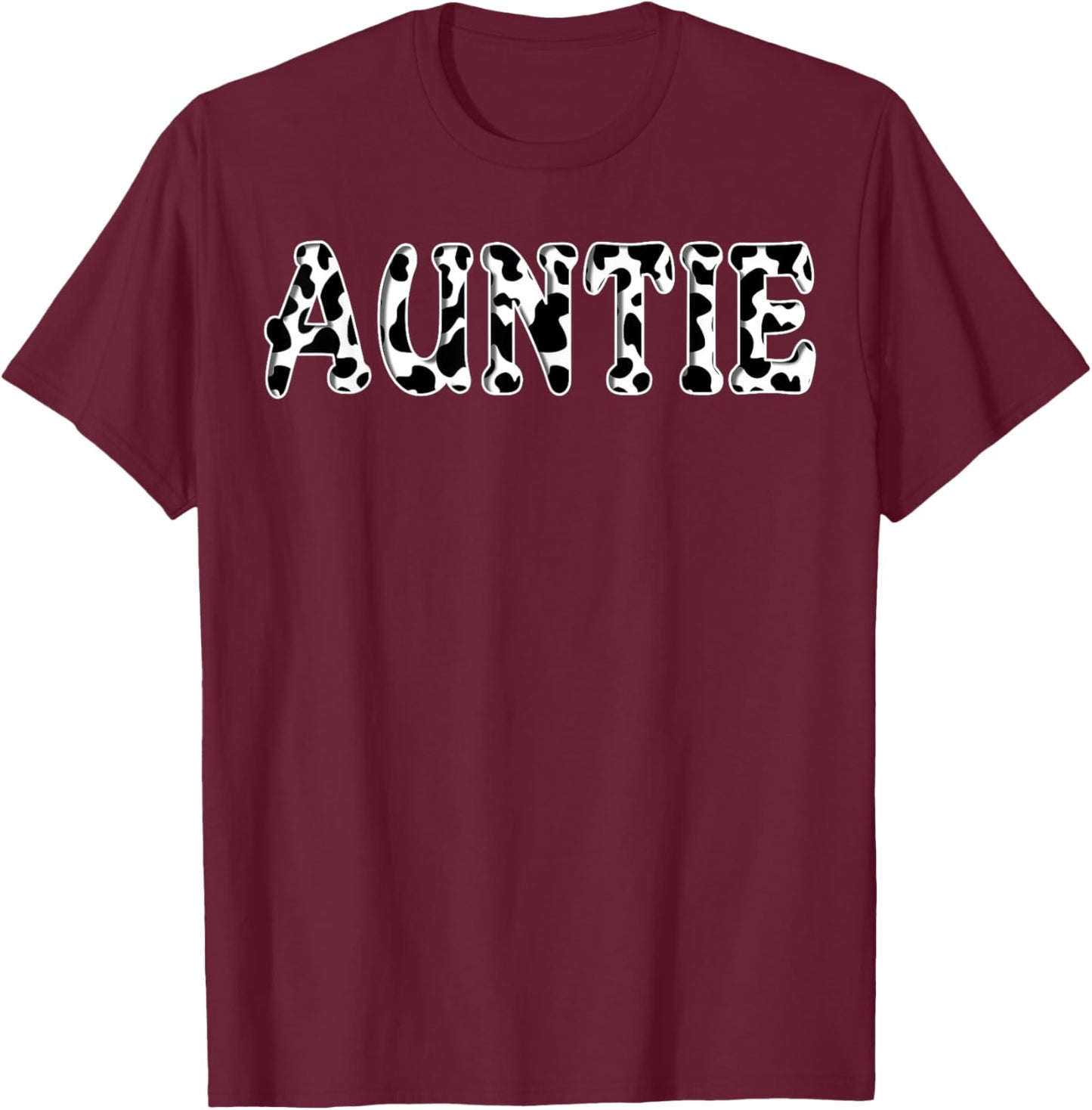 Cow Auntie Birthday Family Matching Girl Boy Farm Birthday T-Shirt - T-Shirt | Maroon