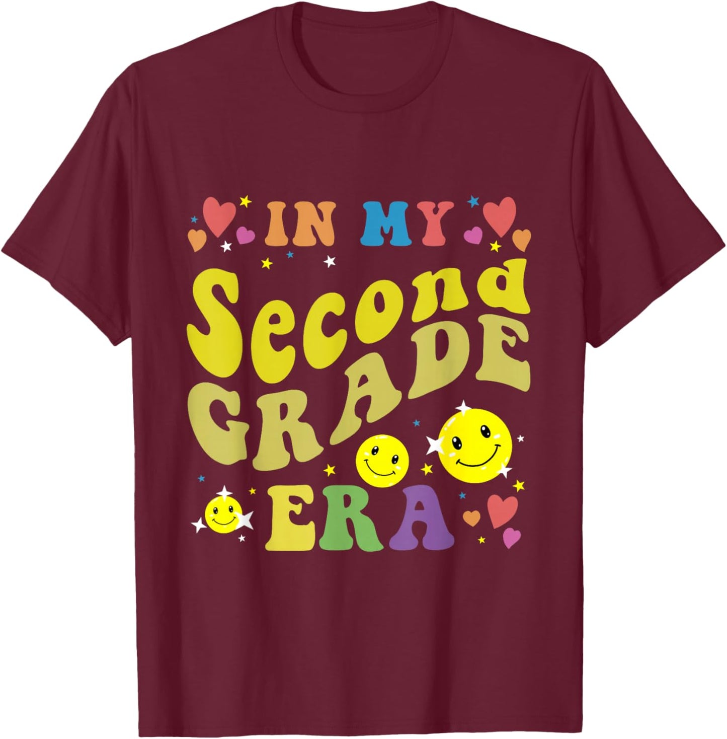 In My Second Grade Era Groovy 2nd Grade Back To School Kids T-Shirt - T-Shirt | Maroon
