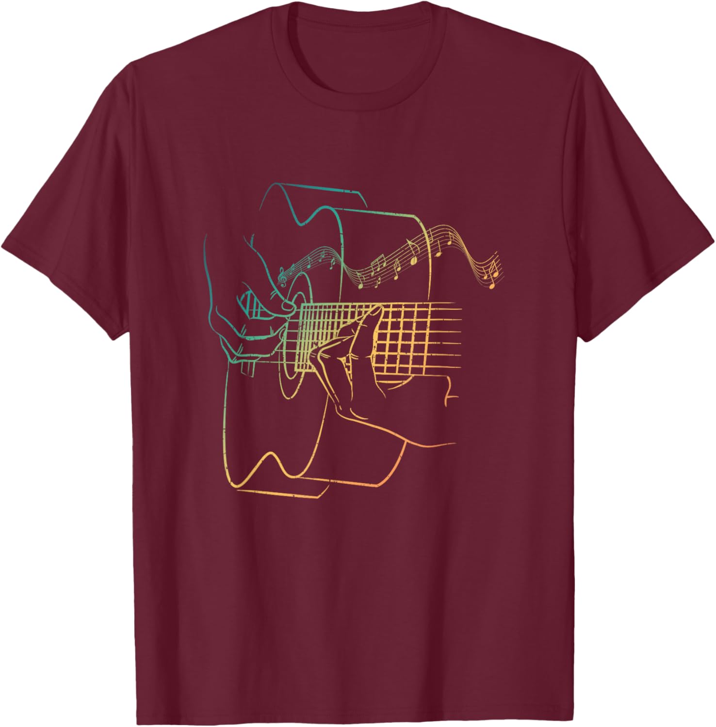Cool Acoustic Guitar Women Acoustic Guitar Player T-Shirt - T-Shirt | Maroon