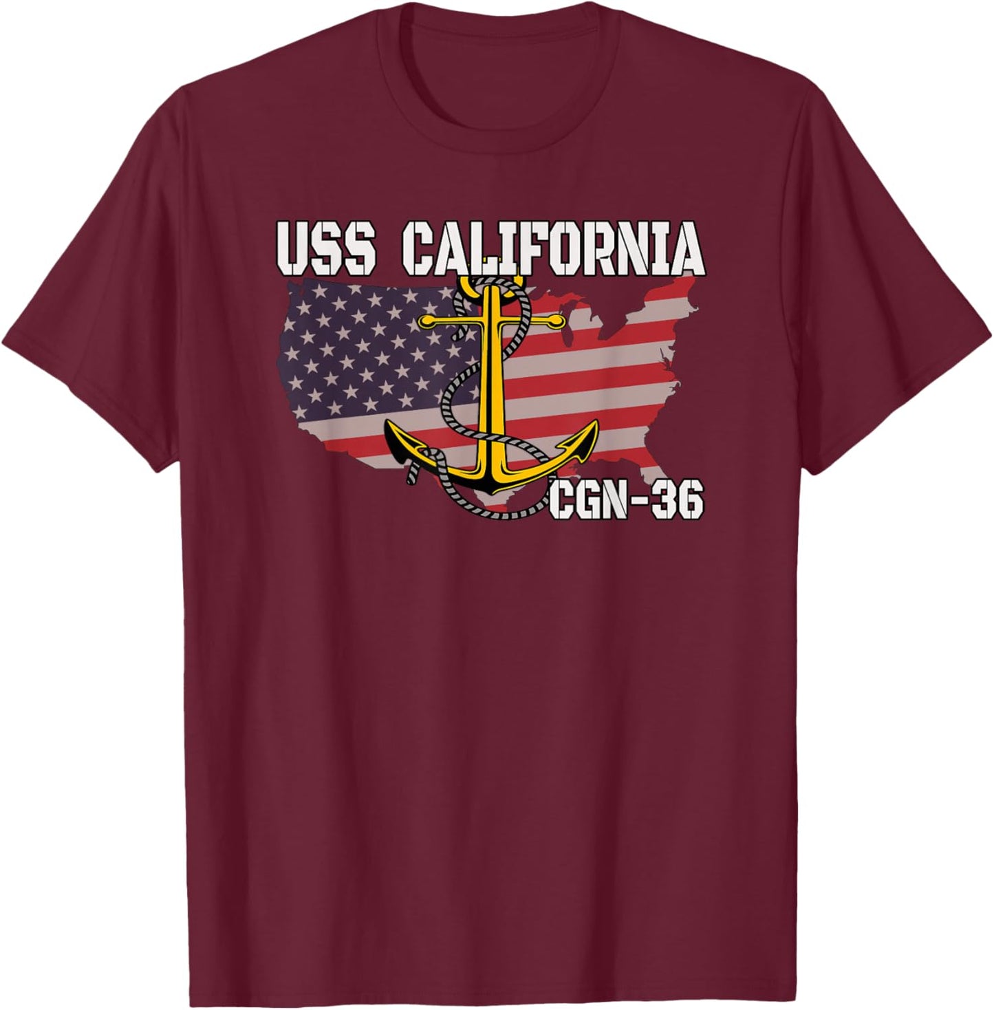 USS California CGN-36 Cruiser Veteran Day Father Grandpa Dad T-Shirt - T-Shirt | Maroon