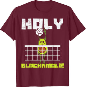 Holy Blockamole Avocado Volleyball Player Blocker Men Women T-Shirt - T-Shirt | Maroon