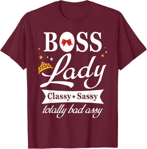Boss Lady Classy Sassy National Boss's Day Gift T-Shirt - T-Shirt | Maroon