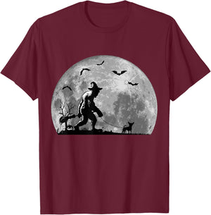 Bigfoot Walking Chihuahua Dog Sasquatch Halloween T-Shirt - T-Shirt | Maroon
