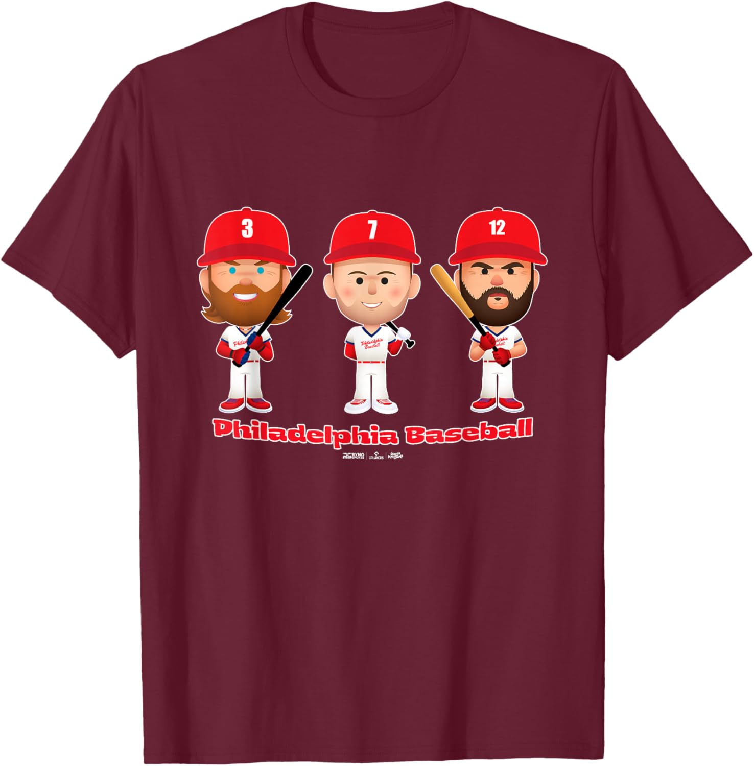 Philadelphia Baseball Players Body Trio MLBPA T-Shirt - T-Shirt | Maroon