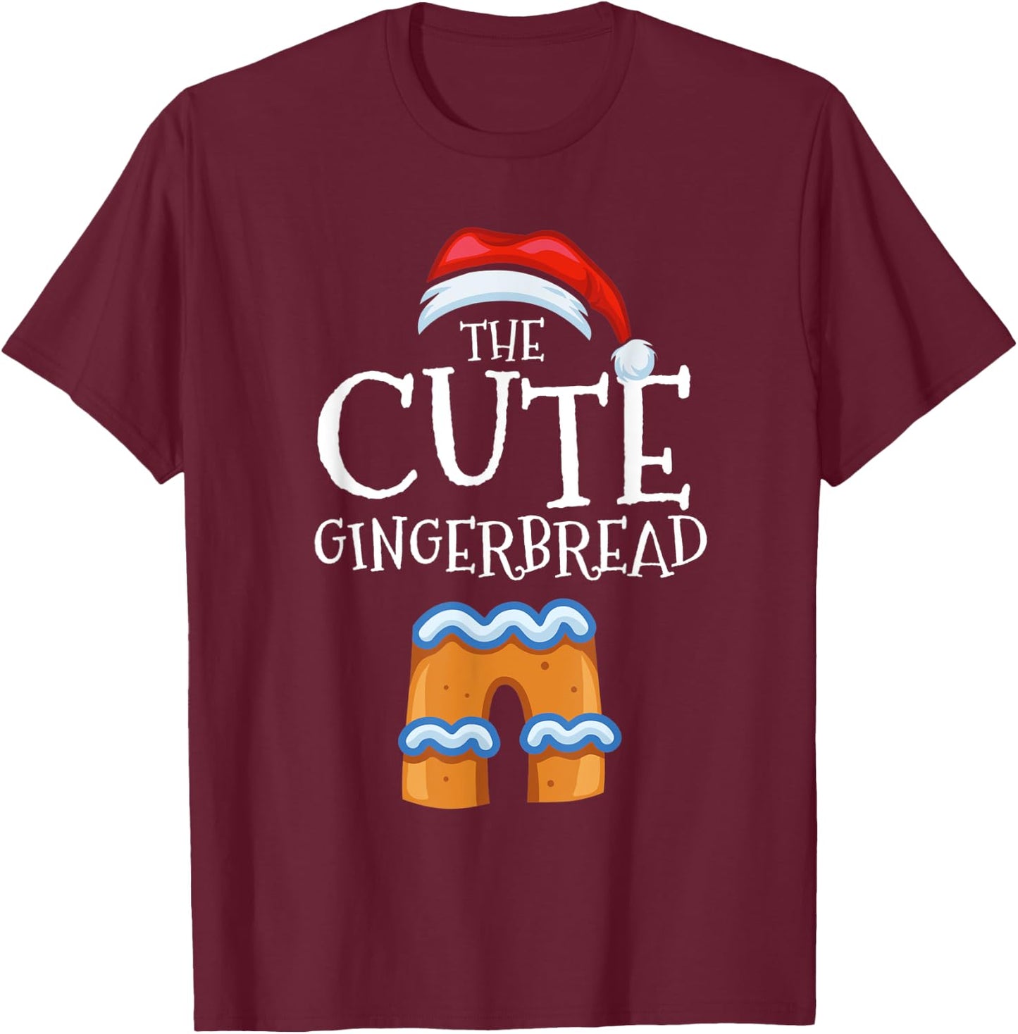 Cute Gingerbread Family Matching Group Christmas Gift T-Shirt - T-Shirt | Maroon
