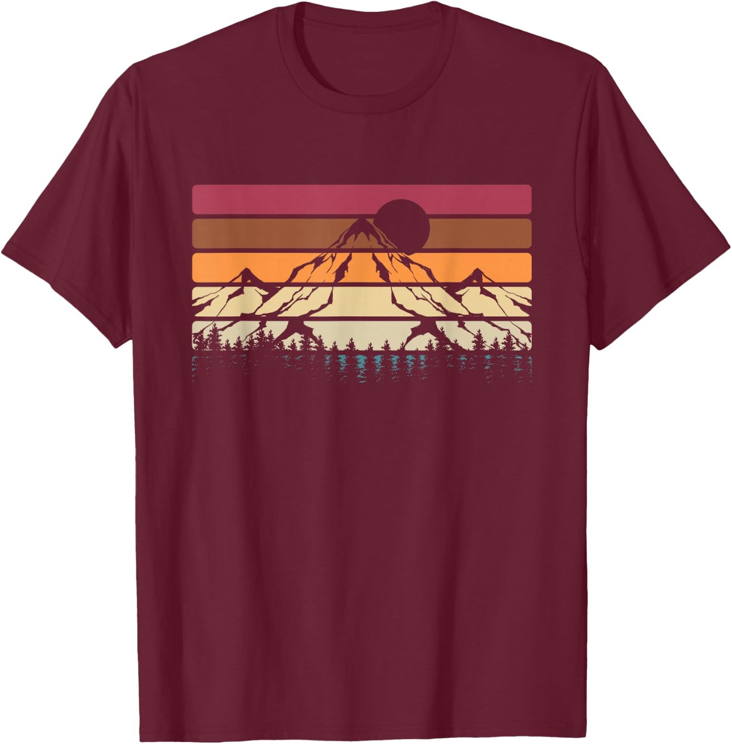 Mountaineers Nature Lovers Forest Retro Hiking T-Shirt - T-Shirt | Maroon