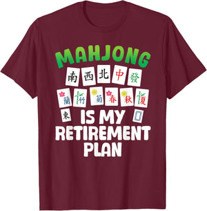 Funny Mahjong Art Women Retirement Mahjong Player T-Shirt - T-Shirt | Maroon