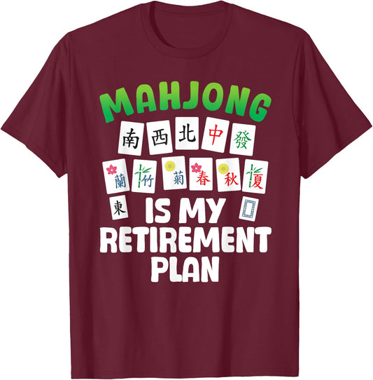 Funny Mahjong Art Women Retirement Mahjong Player T-Shirt - T-Shirt | Maroon