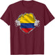 Colombia Shirt Colombian Flag Proud Colombia Country Roots T-Shirt - T-Shirt | Maroon
