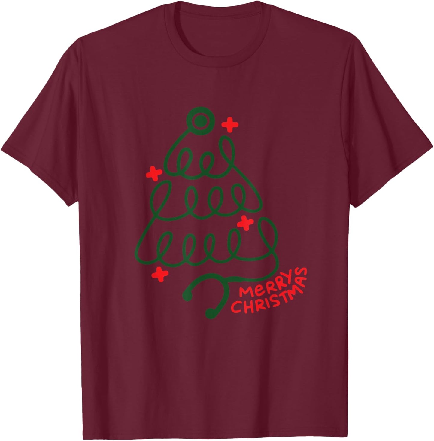 Merry Christmas Stethoscope CNA Nurse Holiday Medical Worker T-Shirt - T-Shirt | Maroon