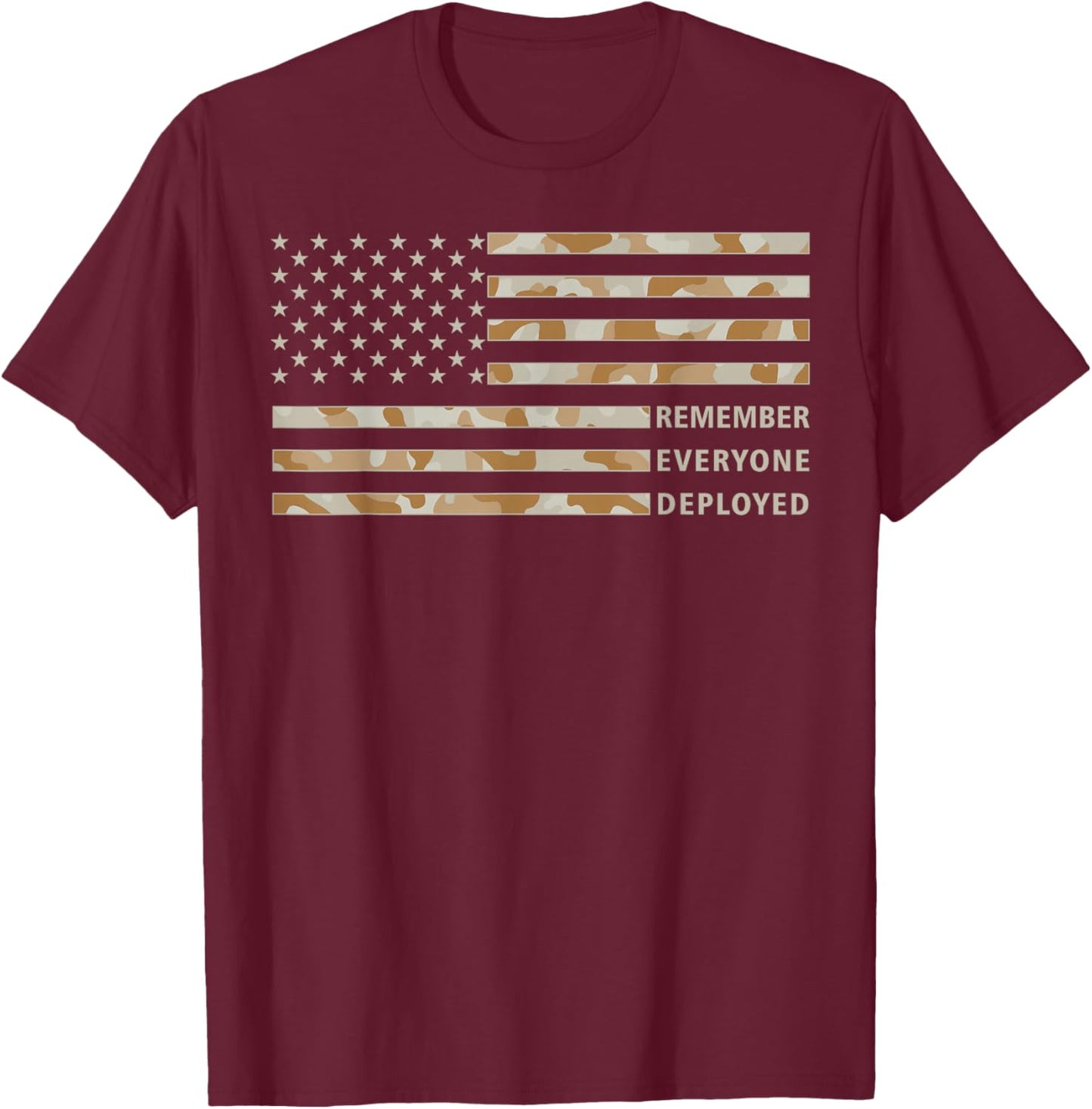 RED Friday Remember Everyone Deployed Military Camo Flag Tan T-Shirt - T-Shirt | Maroon