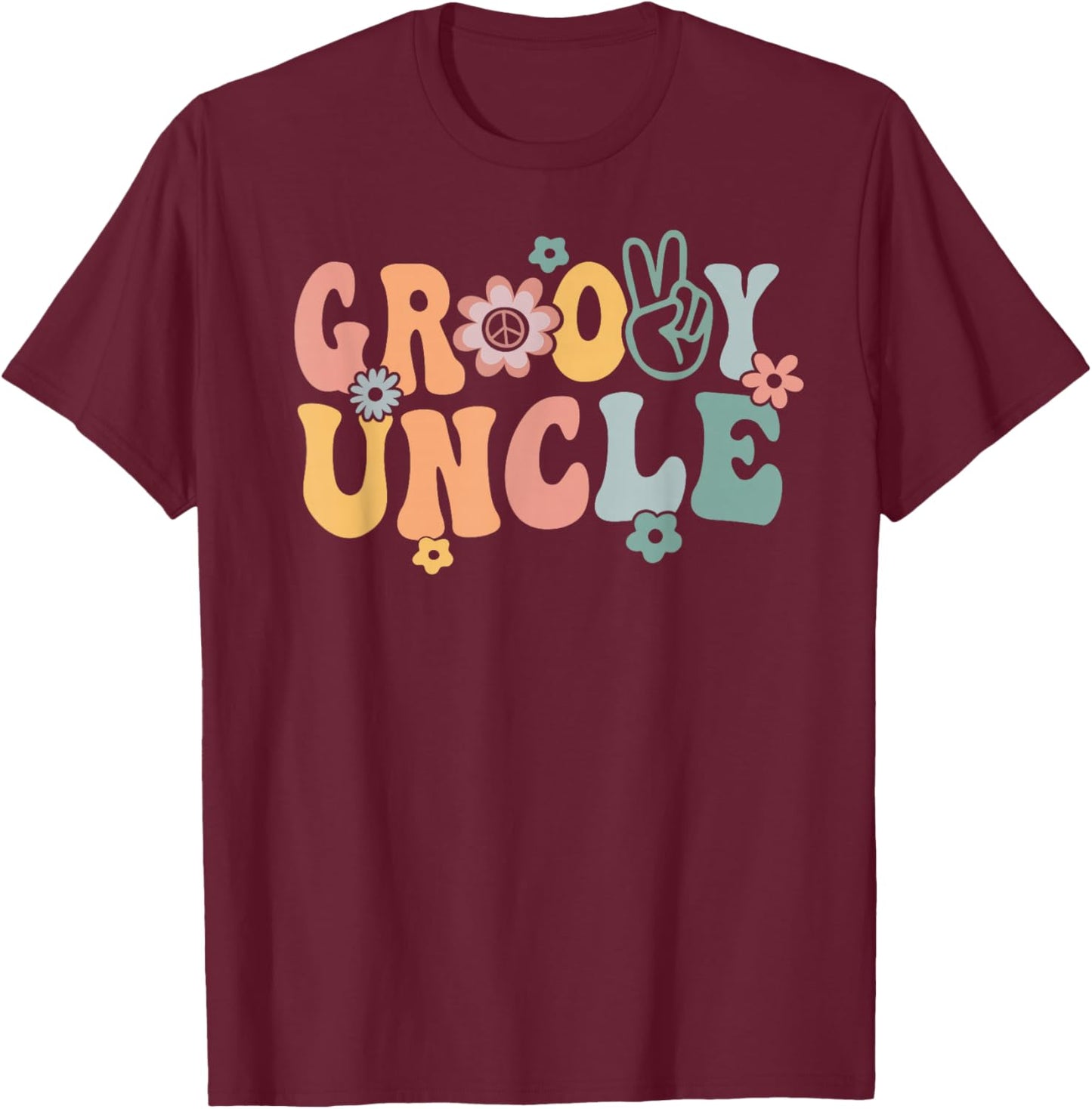 Groovy Uncle Retro Tio Matching Family 1st Birthday Party T-Shirt - T-Shirt | Maroon