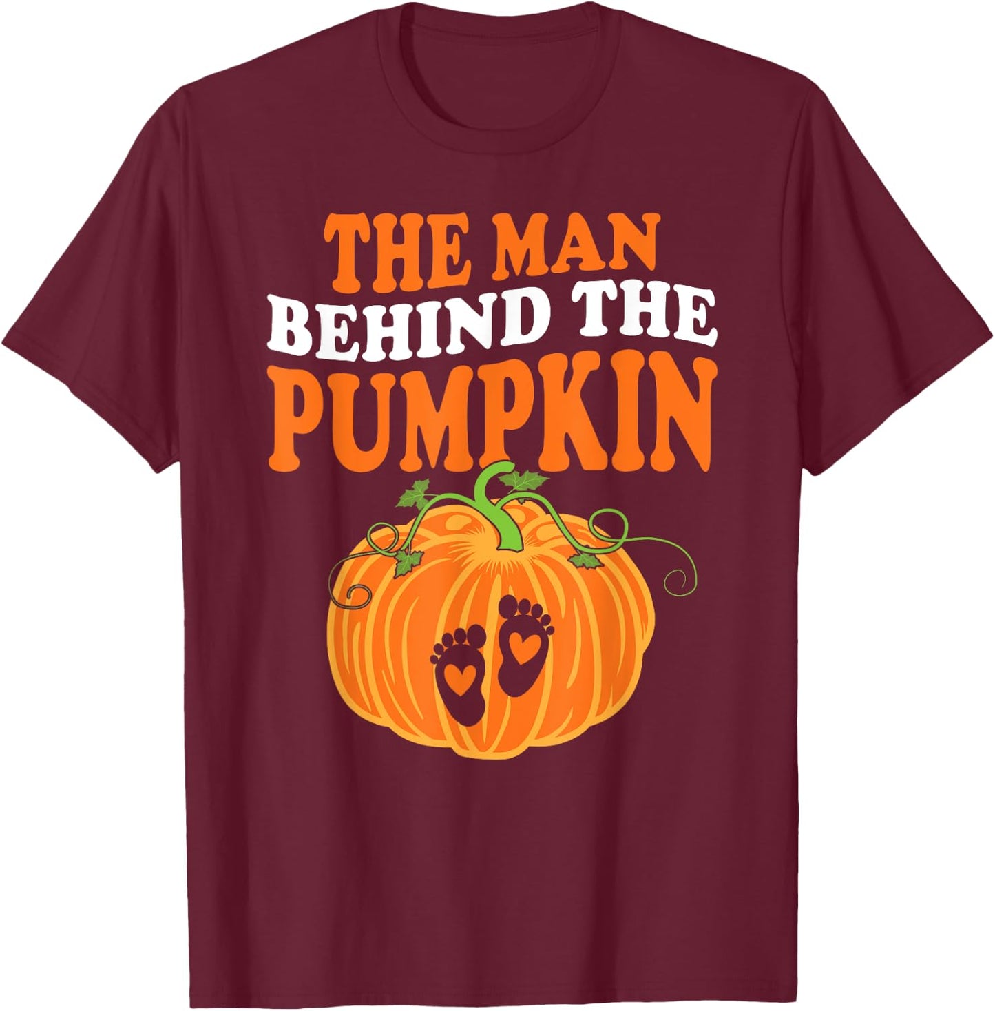 The Man Behind The Pumpkin Dad Halloween Pregnancy Reveal T-Shirt - T-Shirt | Maroon