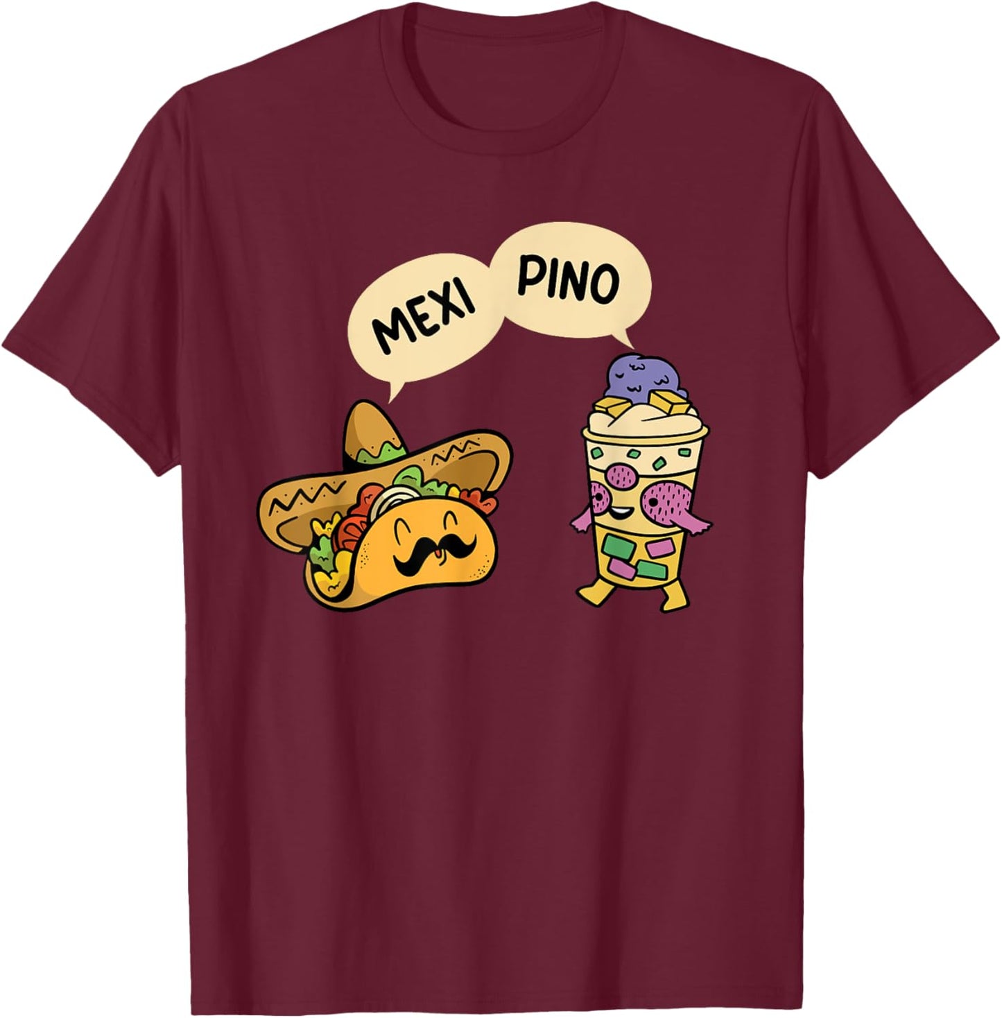 Mexipino - Funny Hallo Halo Tacos Lover Mexican Filipino T-Shirt - T-Shirt | Maroon