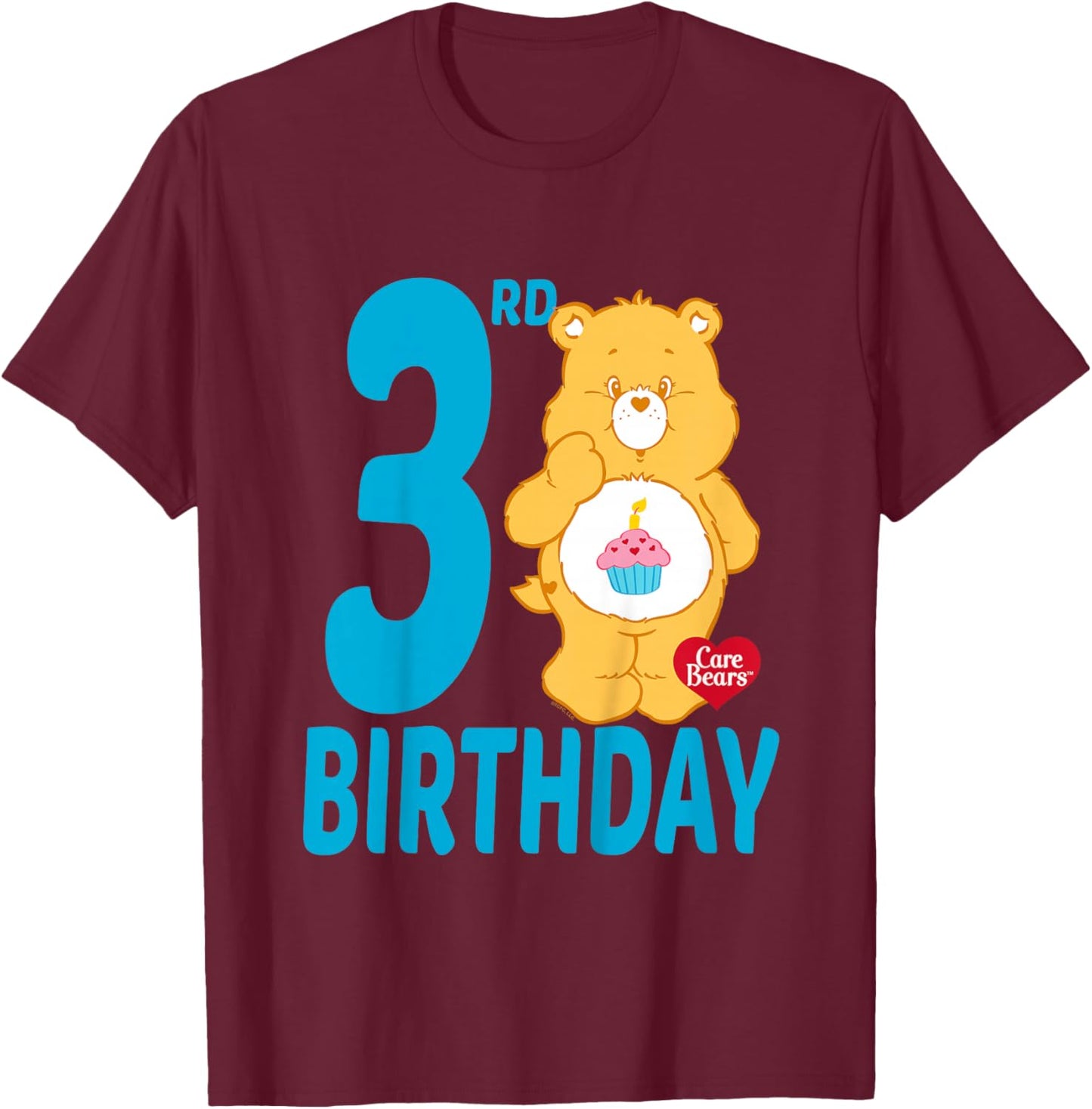 Care Bears Birthday Bear Celebrates A 3rd Birthday T-Shirt - T-Shirt | Maroon