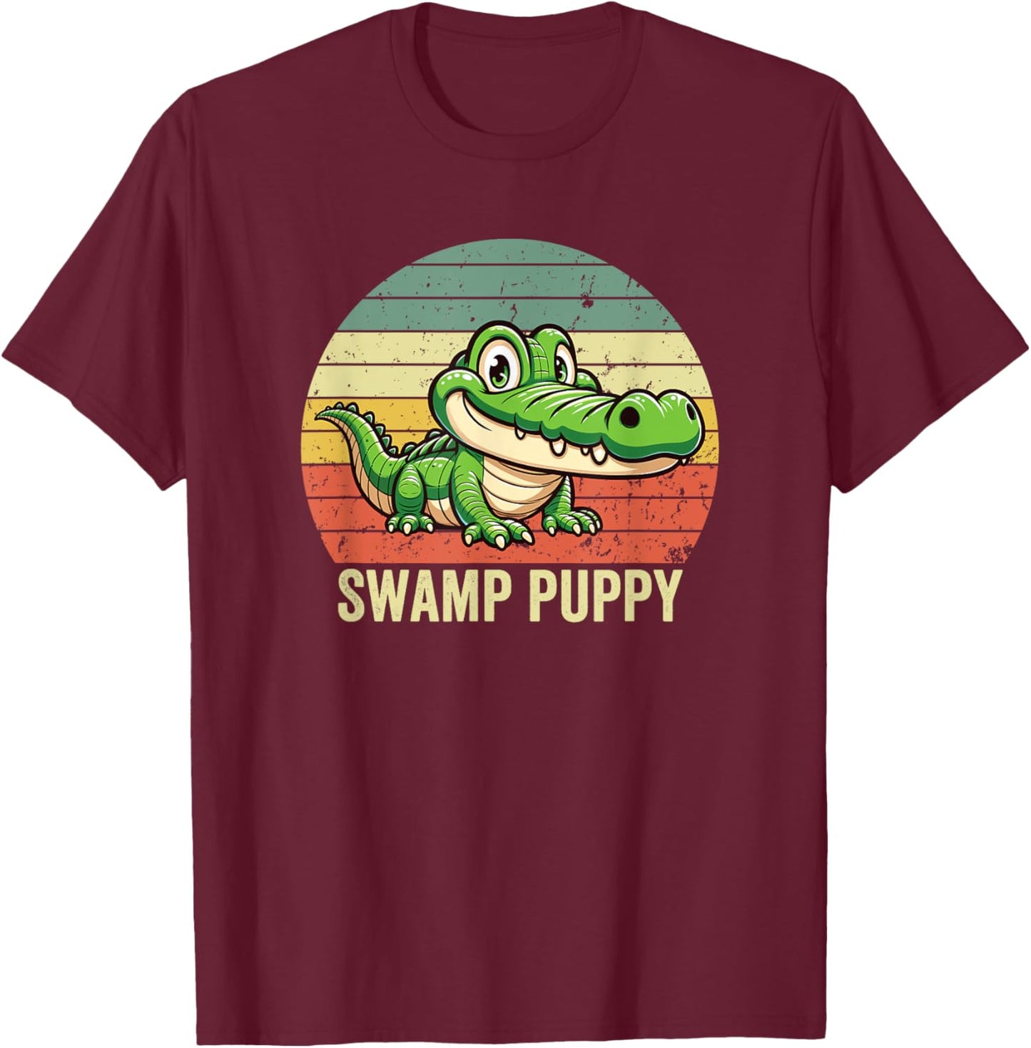 Swamp Puppy on Vintage Sunset, Swamp Puppy T-Shirt - T-Shirt | Maroon