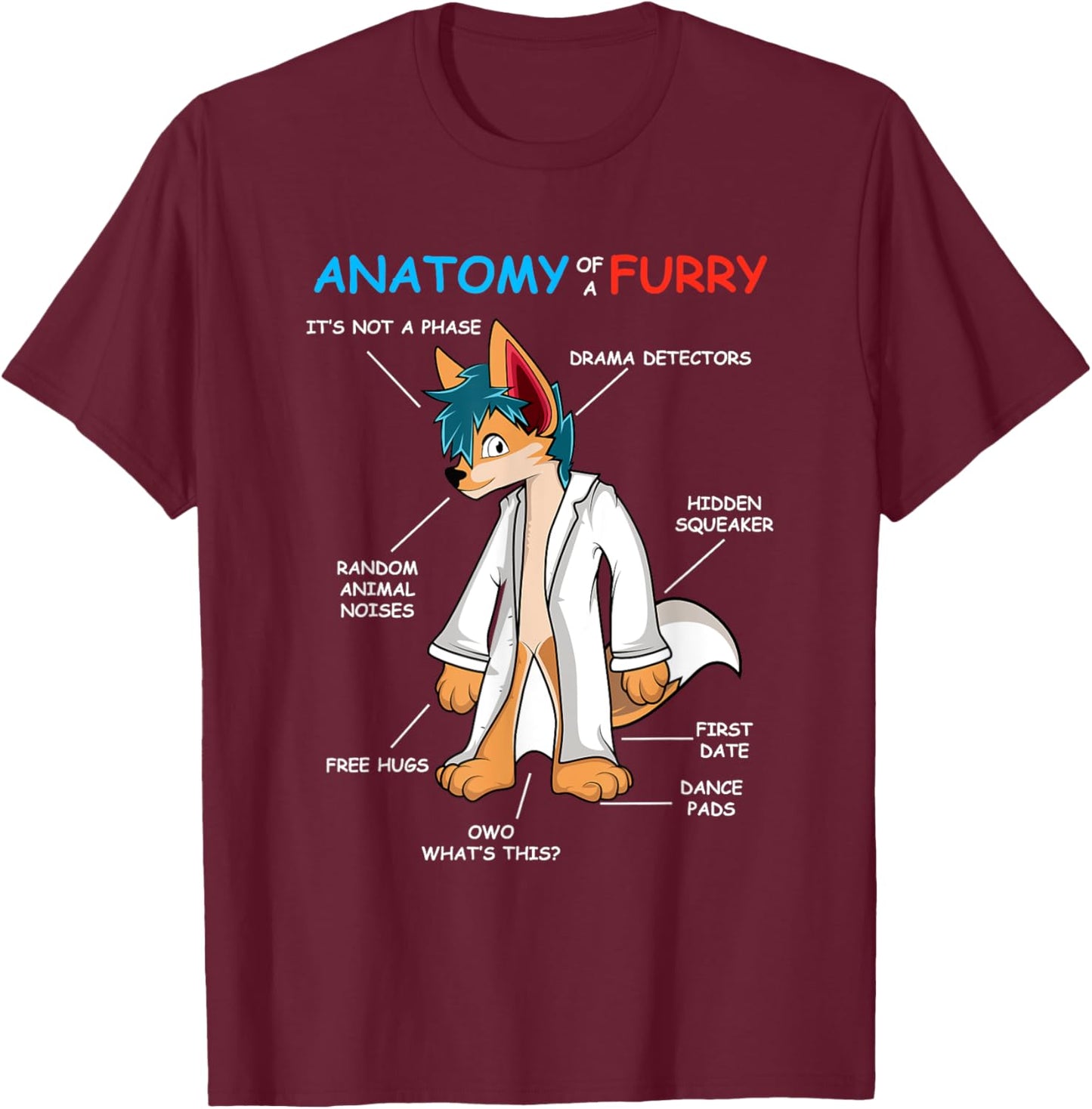 Fur Owner's Anatomy T-Shirt - T-Shirt | Maroon