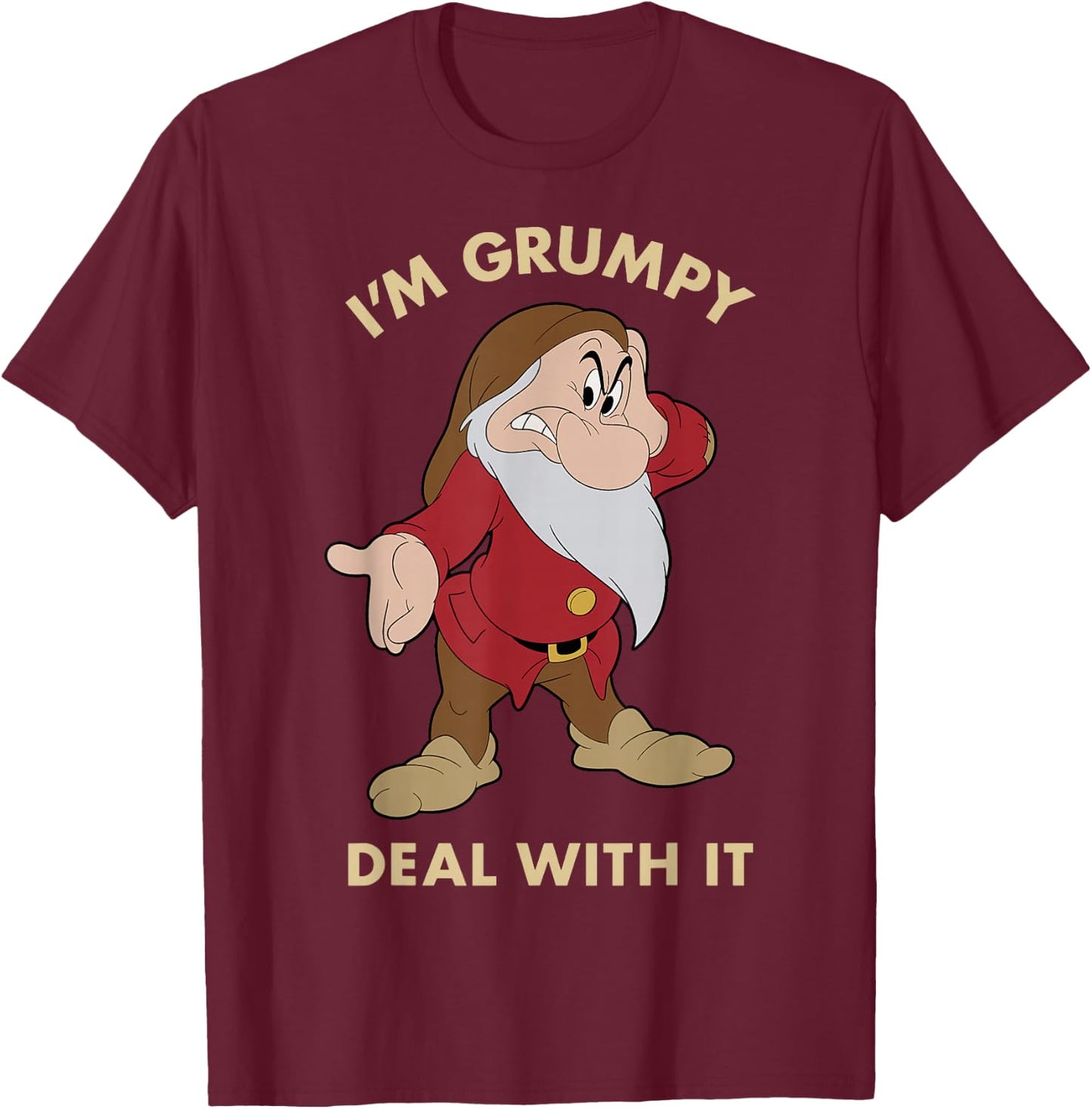 Disney Snow White I'm Grumpy Deal with It Portrait T-Shirt - T-Shirt | Maroon
