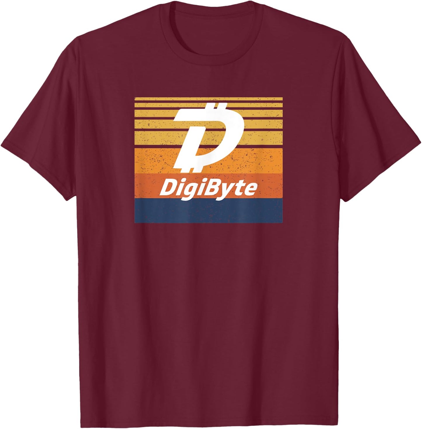 Digibyte Crypto Block Sunset DGB Cryptocurrency Color Tones T-Shirt - T-Shirt | Maroon