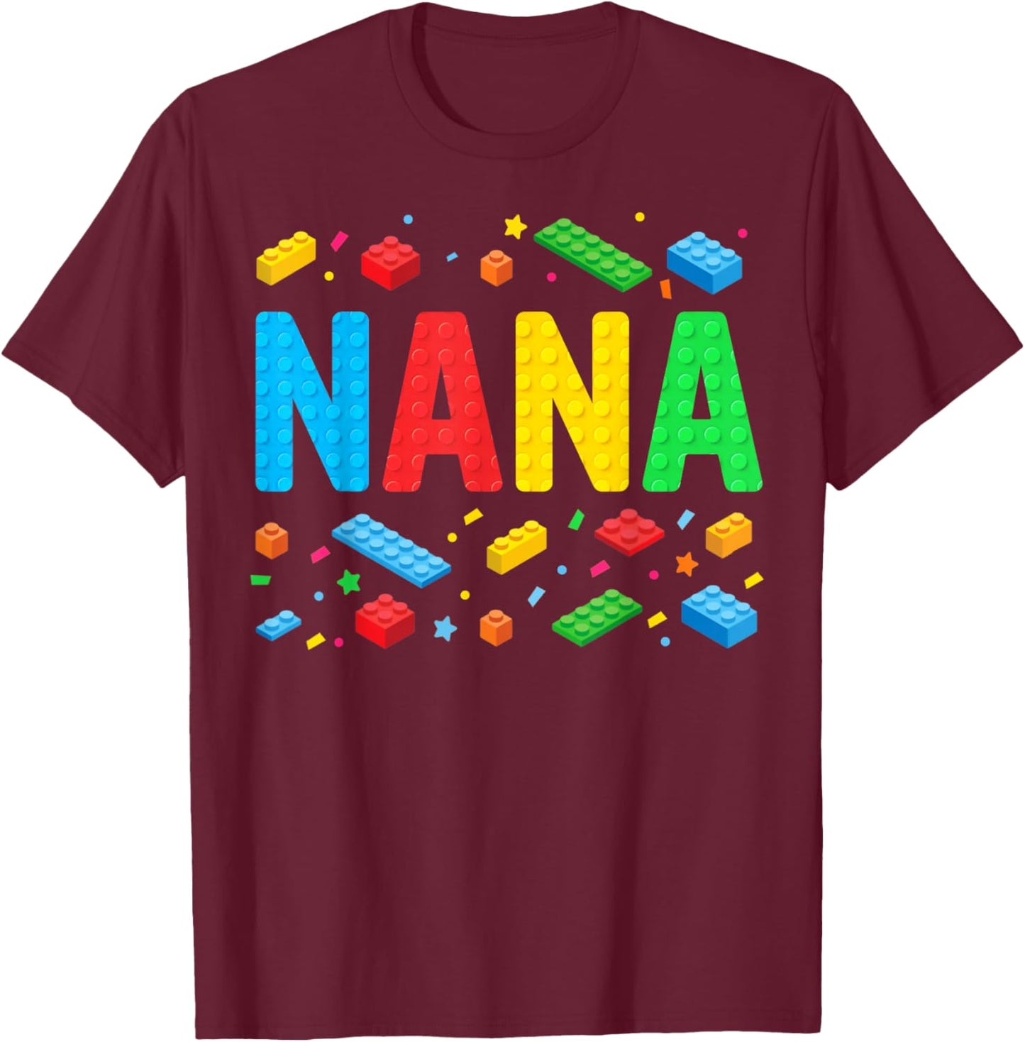 Nana Master Builder Building Bricks Blocks Family Grandma T-Shirt - T-Shirt | Maroon