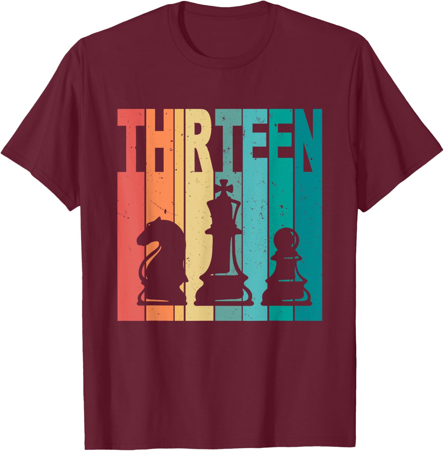 13th Birthday Chess Theme 13 Year Old Chess Player Birthday T-Shirt - T-Shirt | Maroon