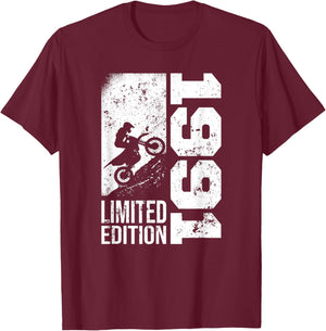 Motorcycle Vintage 1991 Birthday Dirtbike Pitbike Motocross T-Shirt - T-Shirt | Maroon