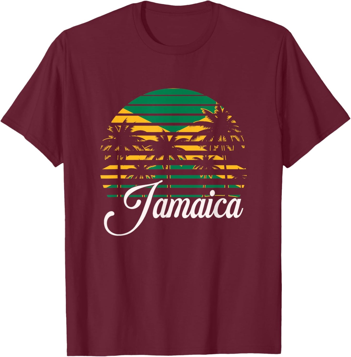 Jamaika-Flagge | Inselpalme | Jamaikanische Sommerferien T-Shirt - T-Shirt | Maroon