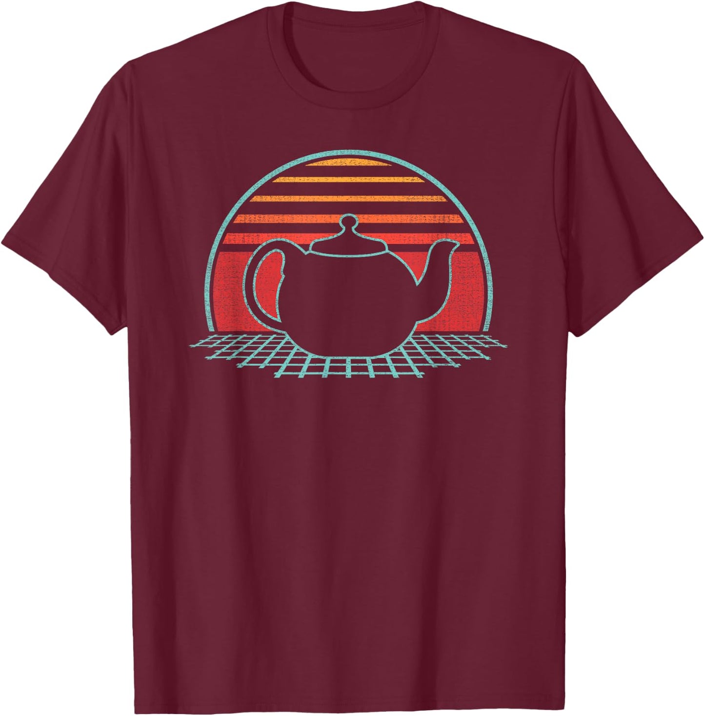 Teapot Tea Lover Party Retro Vintage 80s Style Gift T-Shirt - T-Shirt | Maroon