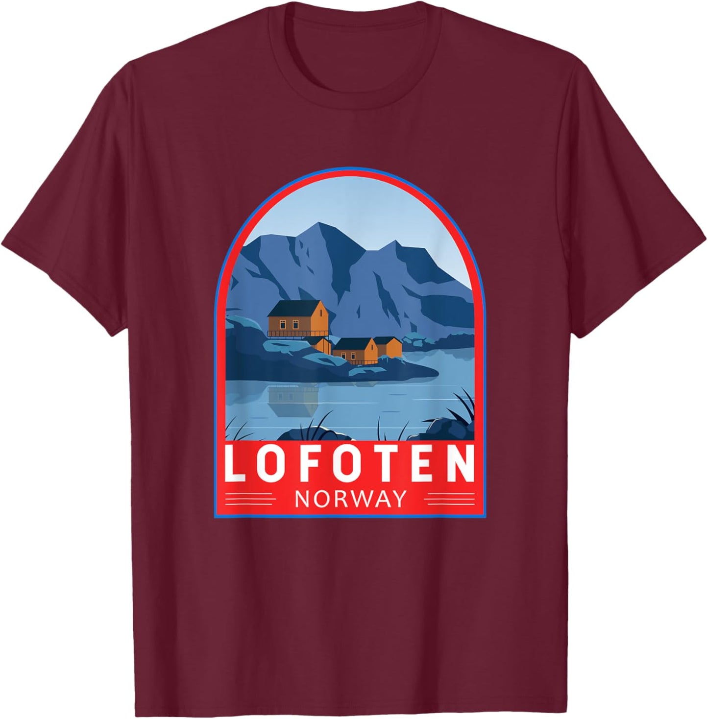 Lofoten Norway Retro Emblem Vintage T-Shirt - T-Shirt | Maroon