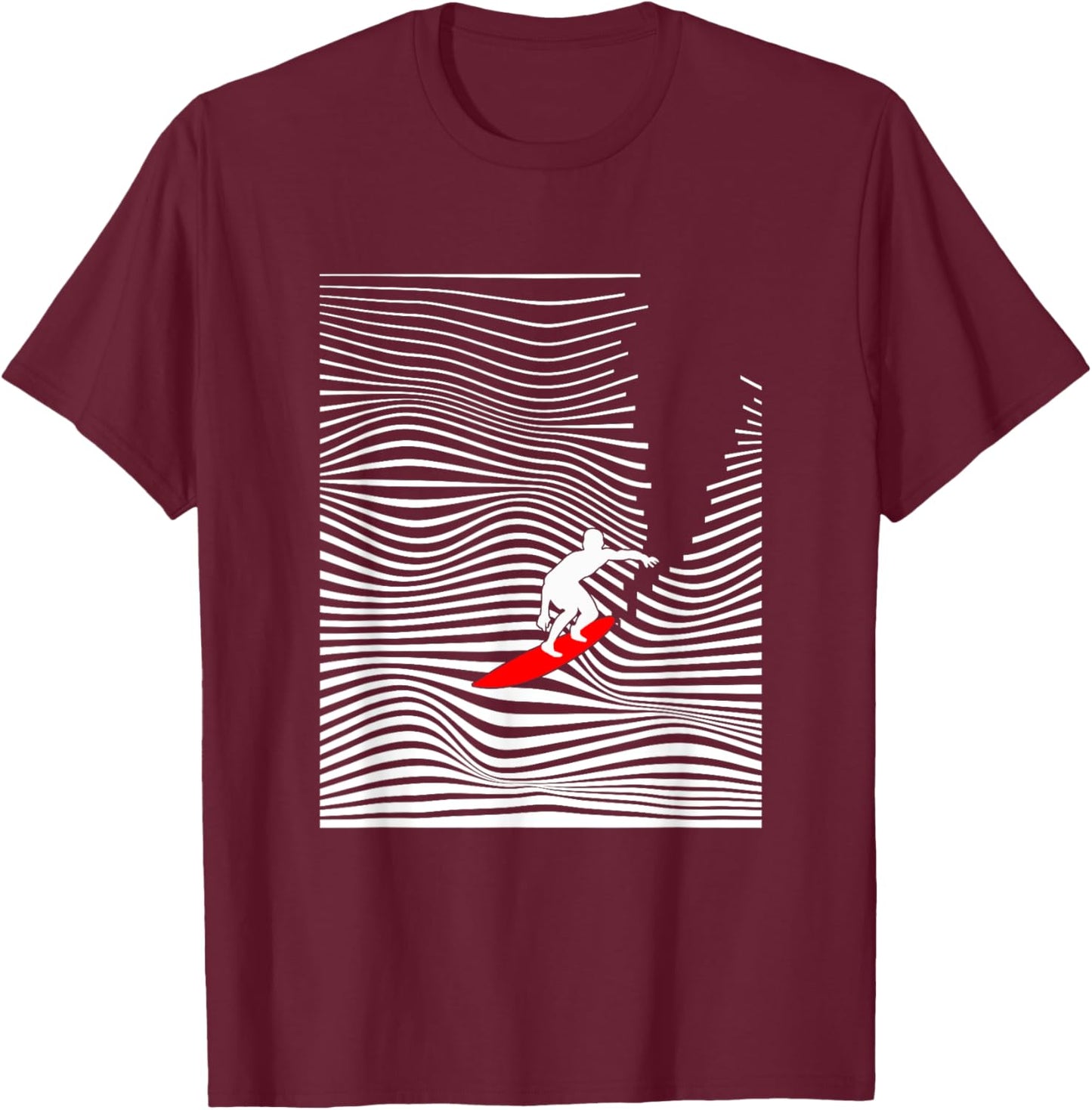 Surf minimal, surf design, minimal waves. Abstract Surf T-Shirt - T-Shirt | Maroon