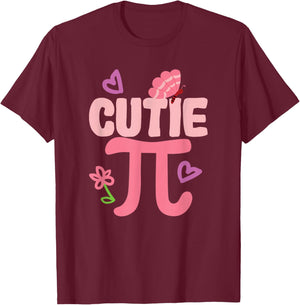 Cutie Pi Day Funny Cute Nerd Geek Pretty Math Butterfly T-Shirt - T-Shirt | Maroon