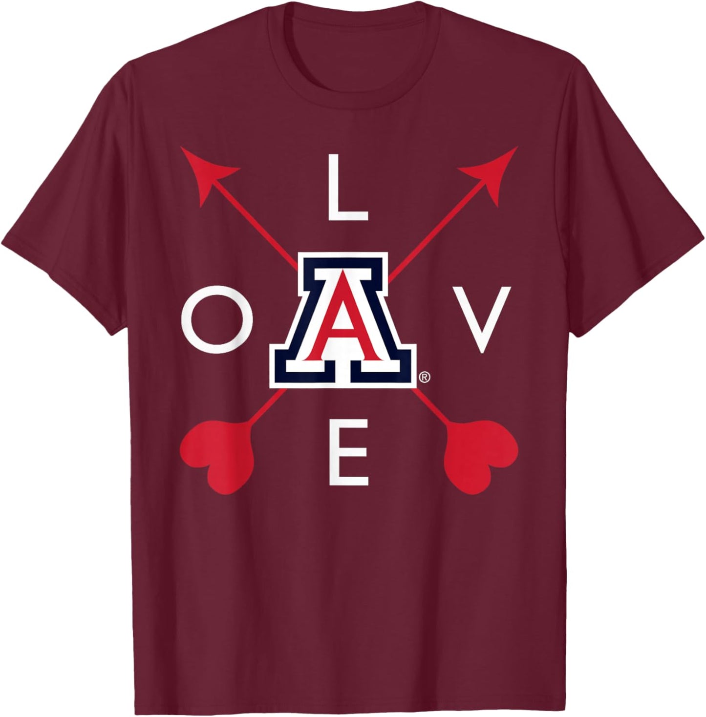 Arizona Wildcats Valentine Arrow Navy Officially Licensed T-Shirt - T-Shirt | Maroon
